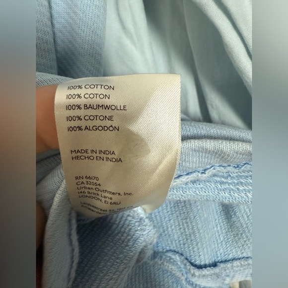 Anthropologie Pilcro Puff Sleeve Mixed Media Top Ice Pale Blue Cotton Size Large - Picture 9 of 10